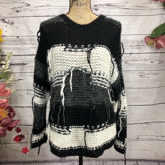 Topshop Sweaters - Topshop Color Block BOHO Grunge Loose Knit Sweater